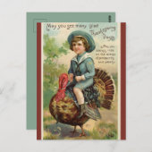 ヴィンテージセーラーインブルーライディング七面鳥感謝祭 ポストカード (正面/裏面)