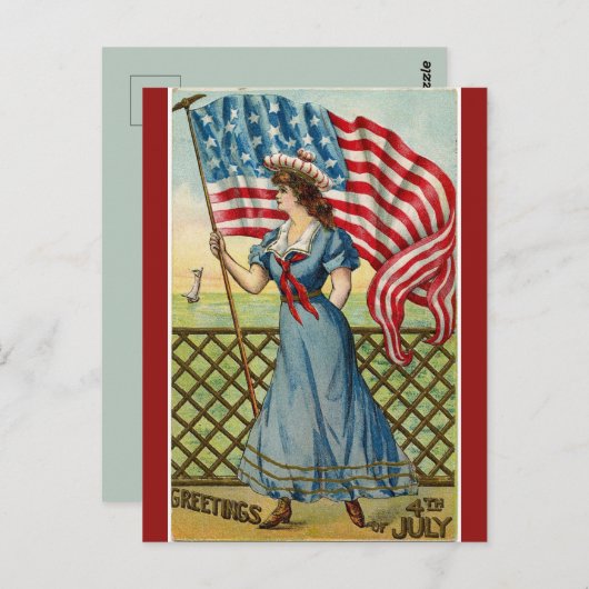 ヴィンテージセーラーガール7月4日 ポストカード (正面/裏面)