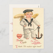 ヴィンテージセーラーキューピッドバレンタインハガキ シーズンポストカード (正面/裏面)