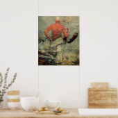 ヴィンテージセーラーダイビング女性メルメイドコラージュ ポスター (キッチン)