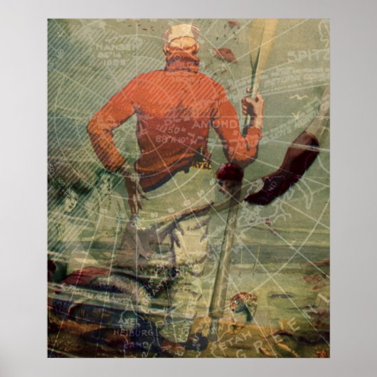 ヴィンテージセーラーダイビング女性メルメイドコラージュ ポスター (正面)