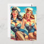 ヴィンテージセーラーピンアップ ポストカード (正面/裏面)
