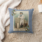 ヴィンテージセーラーボーイ/いかりとロープ,青いシボロン クッション (ブランケット)