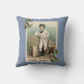 ヴィンテージセーラーボーイ/いかりとロープ,青いシボロン クッション (裏面)