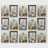 ヴィンテージセーラーボーイ、帆船、いかり、ライフベルト ラッピングペーパー (フラット)