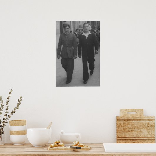 ヴィンテージセーラー兵士の男性カップルゲイの関心 ポスター (キッチン)