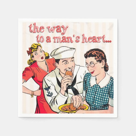 ヴィンテージセーラー&主婦漫画アート スタンダードカクテルナプキン (正面)
