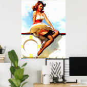 ヴィンテージセーラ航海のーが女の子をピンアップ ポスター (ホームオフィス)