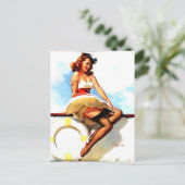 ヴィンテージセーラ航海のーが女の子をピンアップ ポストカード (スタンド正面)