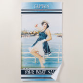 ヴィンテージセーラ航海のー海軍ストライプの ビーチタオル (正面)