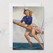 ヴィンテージセーリングセーラーピンナップガール招待状 招待状 (正面)
