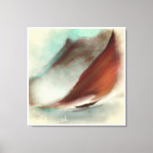 ヴィンテージセーリングボートマウンテンズ絵画ランドスケーズ キャンバスプリント (正面)