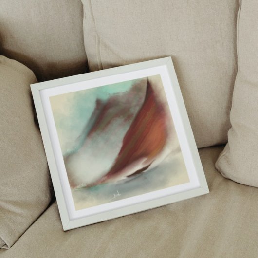 ヴィンテージセーリングボートマウンテンズ絵画ランドスケーズ キャンバスプリント