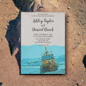 ヴィンテージセーリングボート海軍の目的地の結婚式 招待状