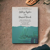 ヴィンテージセーリングボート港の海軍の目的地の結婚式 招待状