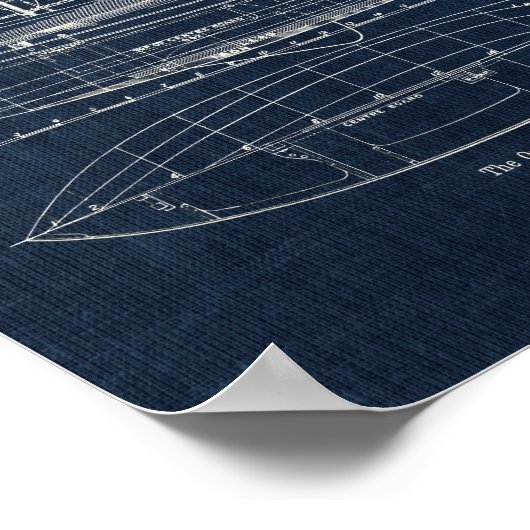 ヴィンテージセーリングボート青写真no.1 ポスター (角)