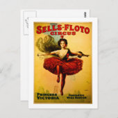 ヴィンテージセールフロートサーカスのポスターワイヤウォーカー ポストカード (正面/裏面)