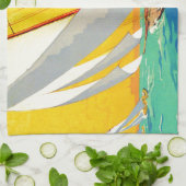 ヴィンテージセールボートフランスの旅行 キッチンタオル (折り畳み)