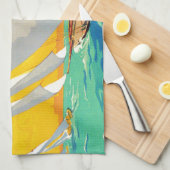 ヴィンテージセールボートフランスの旅行 キッチンタオル (四つ折り)