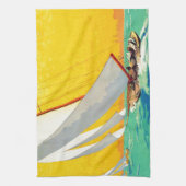 ヴィンテージセールボートフランスの旅行 キッチンタオル (縦)