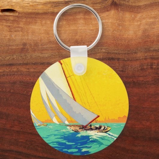 ヴィンテージセールボートフランスの旅行 キーホルダー (正面)