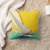 ヴィンテージセールボートフランスの旅行 クッション (ブランケット)