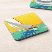 ヴィンテージセールボートフランスの旅行 コースター (左側)