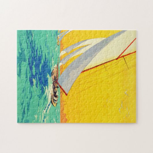 ヴィンテージセールボートフランスの旅行 ジグソーパズル (横)