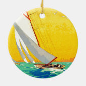 ヴィンテージセールボートフランスの旅行 セラミックオーナメント (裏面)