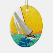 ヴィンテージセールボートフランスの旅行 セラミックオーナメント (右)