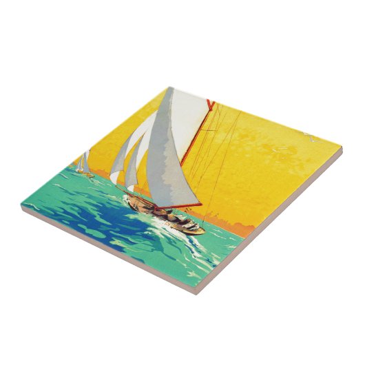 ヴィンテージセールボートフランスの旅行 タイル (側面)