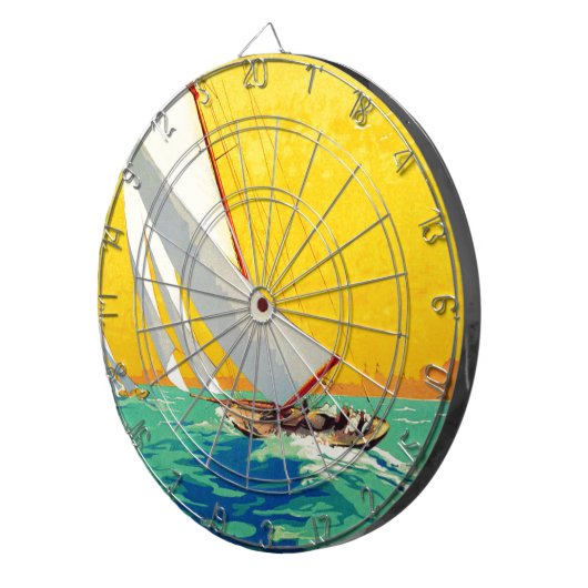 ヴィンテージセールボートフランスの旅行 ダーツボード (正面右)