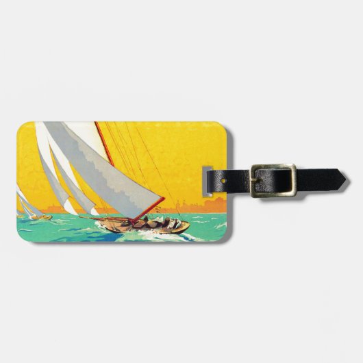 ヴィンテージセールボートフランスの旅行 ラゲッジタグ (正面横)