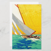 ヴィンテージセールボートフランスの旅行 便箋 (正面/裏面)