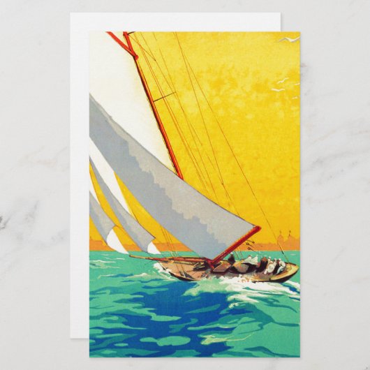 ヴィンテージセールボートフランスの旅行 便箋 (正面/裏面)
