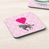 ヴィンテージゼブラとピンクのハートバルーン コースター (左側)