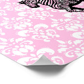 ヴィンテージゼブラとピンクのハートバルーン ポスター (角)