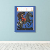 ヴィンテージゼブラアールヌーボー女性 キャンバスプリント (インサイチュ (ウッドフロア))