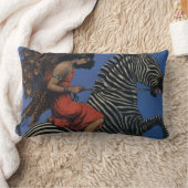 ヴィンテージゼブラアールヌーボー女性 ランバークッション (ブランケット)