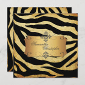 ヴィンテージゼブラストライプ、結婚式招待状 招待状 (正面/裏面)