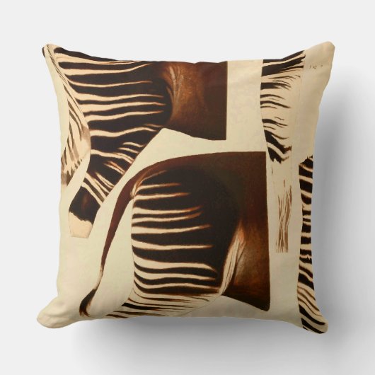 ヴィンテージゼブラヒンドクーターイラストレーション クッション (正面)