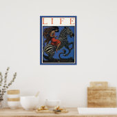 ヴィンテージゼブラ(アールヌーボー女性ライダー) ポスター (キッチン)