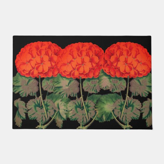 ヴィンテージゼラニウムトリオはっきりしたフローラ ドアマット (正面)