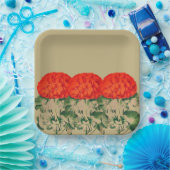 ヴィンテージゼラニウムトリオはっきりしたフローラ ペーパープレート (パーティー)