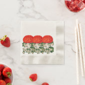 ヴィンテージゼラニウムトリオはっきりしたフローラ 縁ありカクテルナプキン (インサイチュ)