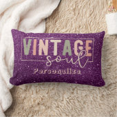 ヴィンテージソウル引用文レトロカラーズパープルグリッター ランバークッション (ブランケット)