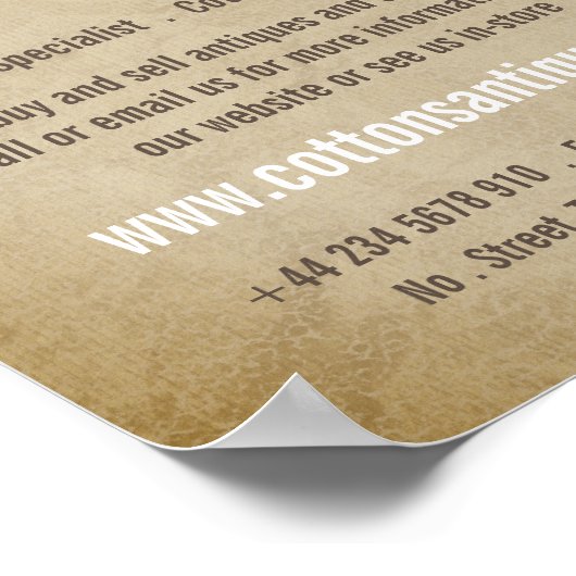 ヴィンテージソファ、ヴィンテージ紙、アンティークディーラー、店舗 ポスター (角)