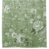 ヴィンテージソフトグリーンボホシャワーカーテン シャワーカーテン (正面)