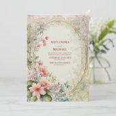 ヴィンテージソフトパステルフローラアールヌーボー結婚ズ 招待状 (スタンド正面)