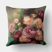 ヴィンテージソフトピンクとブルゴーニュのバラ絵を描 クッション (裏面)